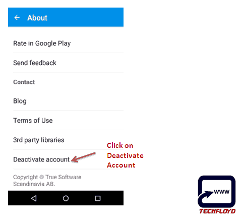 Click on to deactivate Truecaller