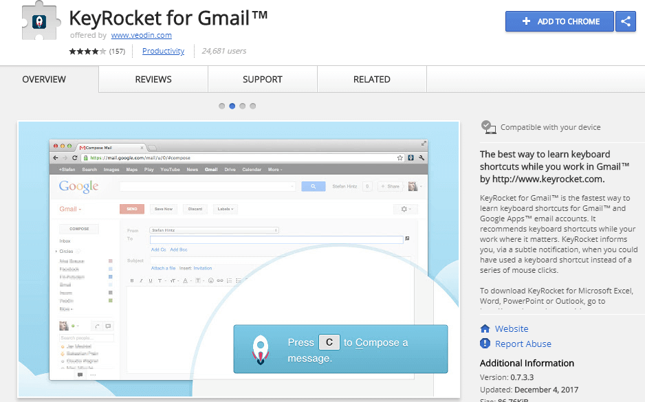 Key Rocket for Gmail
