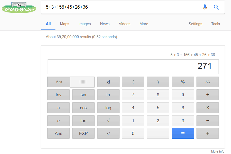 Use Google Chrome as calculator